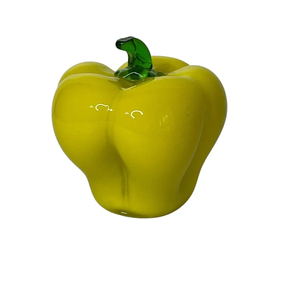 Blown Glass Yellow Bell‎ Pepper Decorative Vegetable 3 3/4